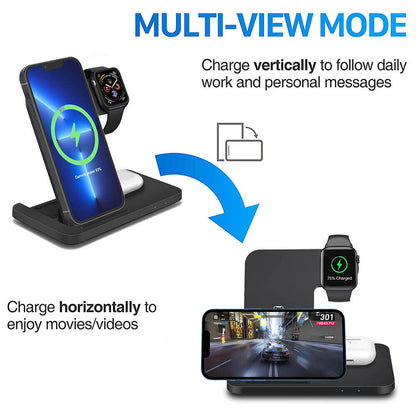 3 in 1 Wireless Charger Dock Charging Station for Apple Watch Iphone 16 15 14 13